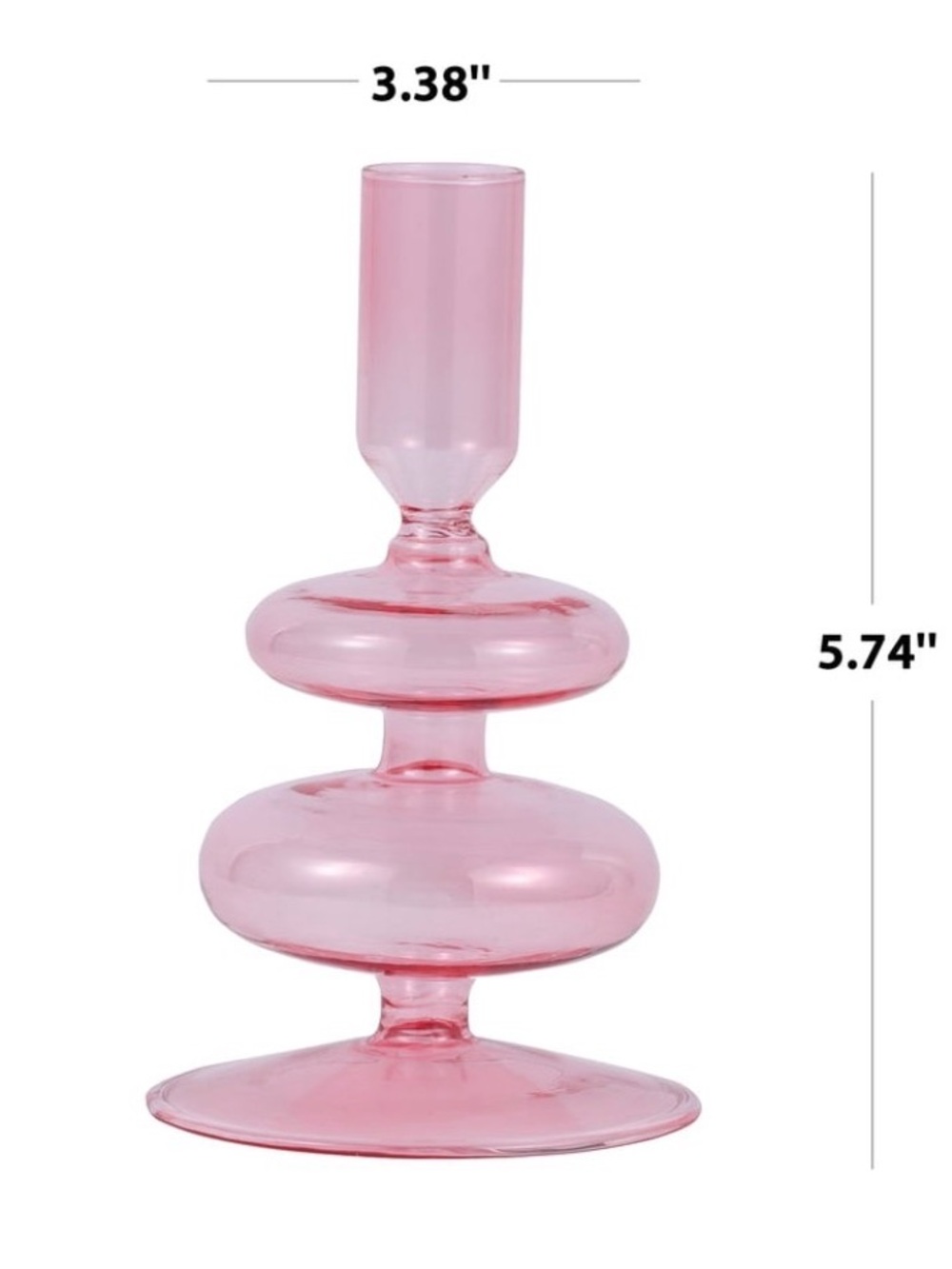19 Pink Glass bubble shaped taper Candle Holders